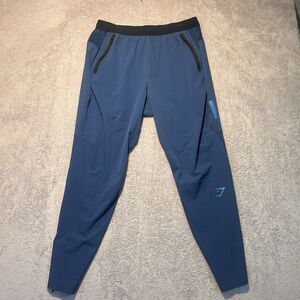 Men’s Gymshark Joggers Size XL Zippers Blue In Color